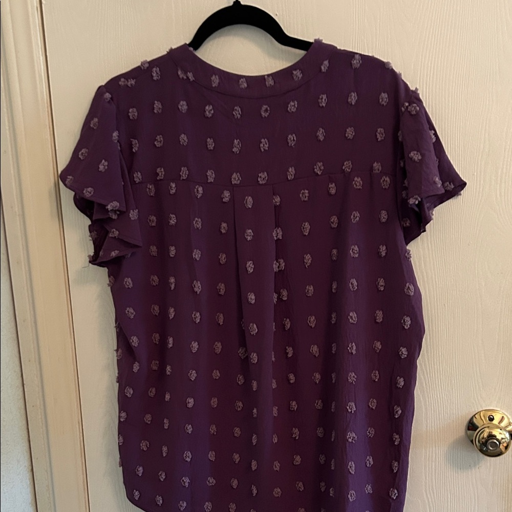 Purple Ruffle Sleeve Top - Picture 3 of 3